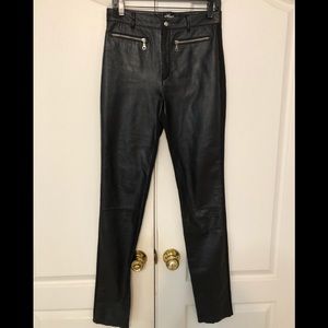 Black Soft Leather/Spandex Skinny Leg Pants